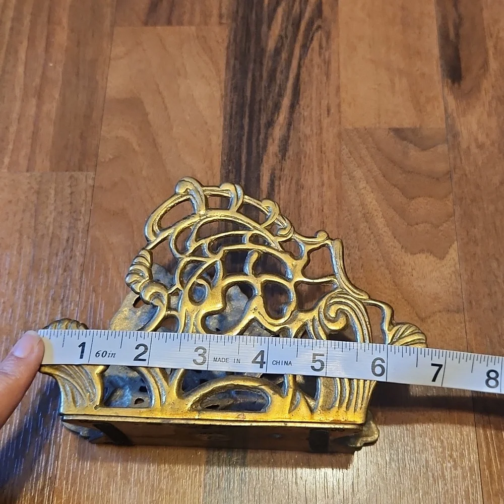 Vintage Brass Art Nouveau Style Napkin Holder